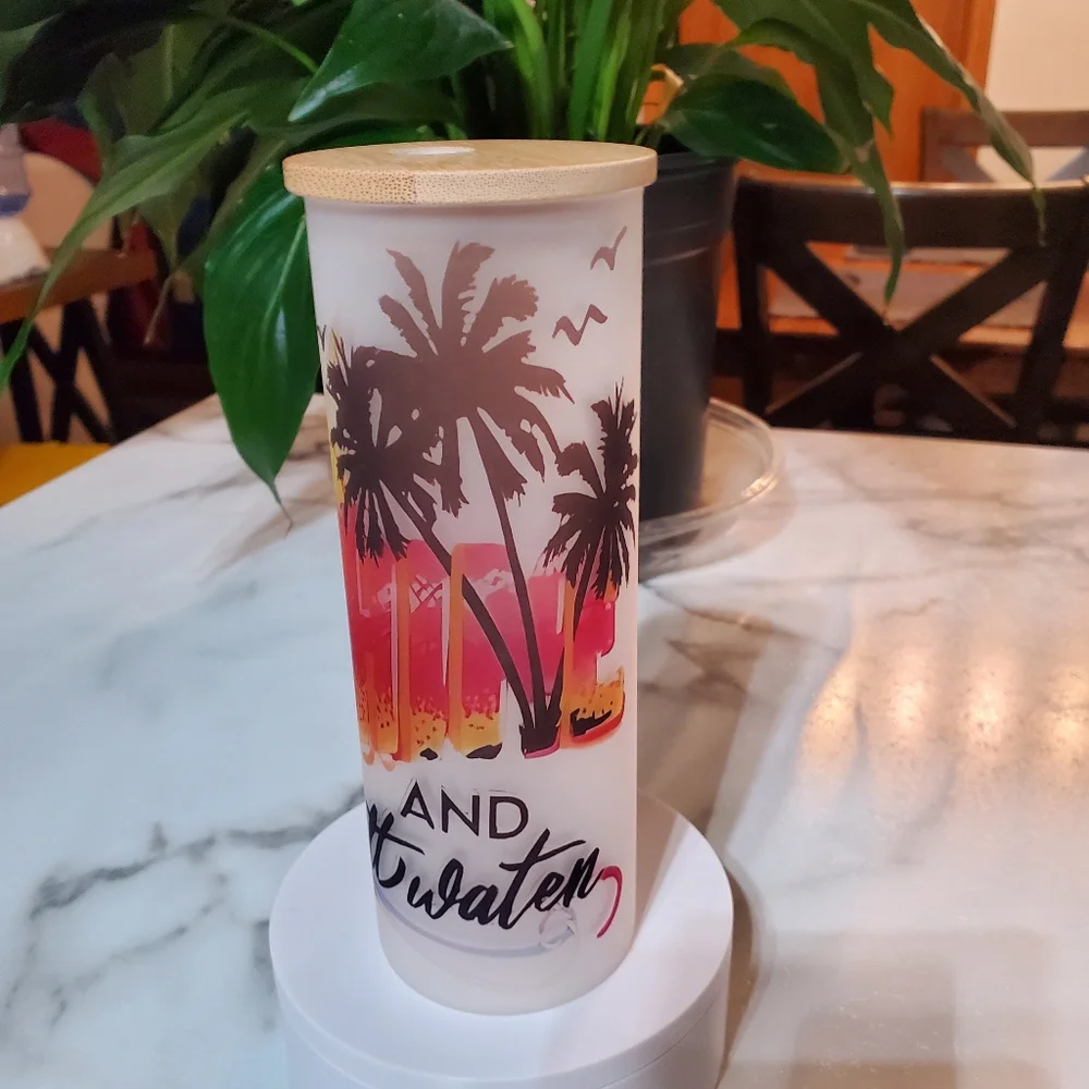 All I Need is Sunshine and saltwater 20oz Frosted Glass Tumbler